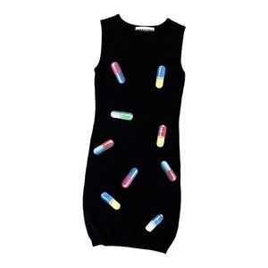 Moschino Couture pill print black dress size xs